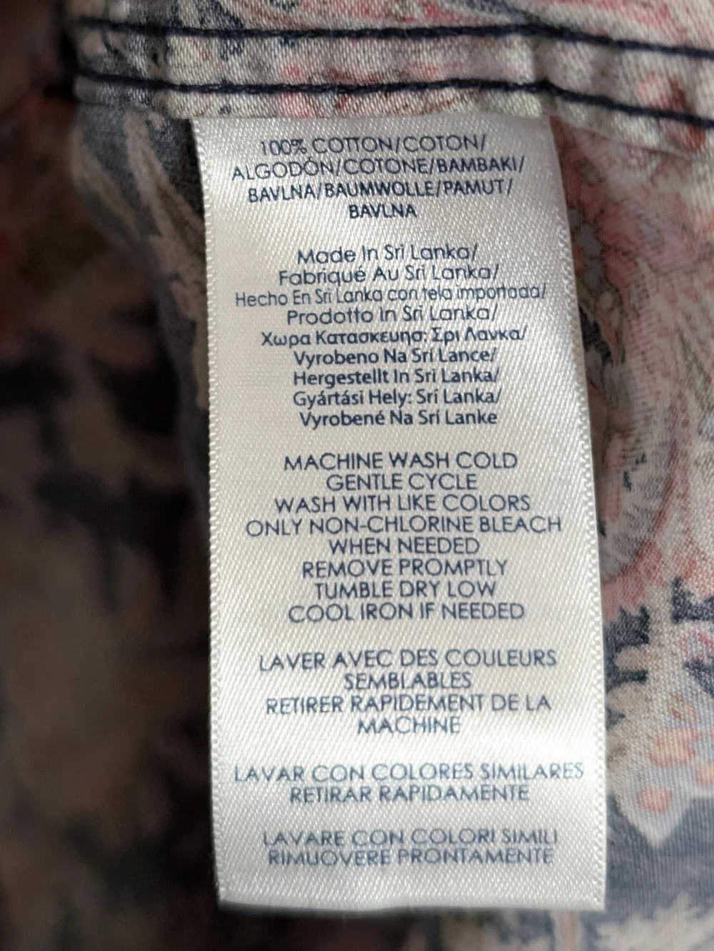 Chaps No Iron Womens Top Paisley Blue Button Long Sleeve Plus Size 3X - Picture 4 of 4